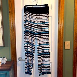 Women with Control Striped, Pleated Wide Leg Pants